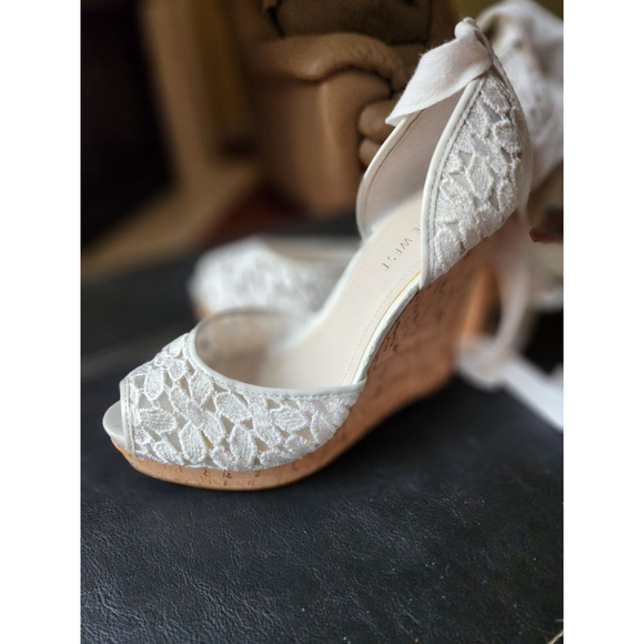 Nine West Shoes - Women's Nine West White Lace Wedge Heel Shoes Size 7.5 NEW